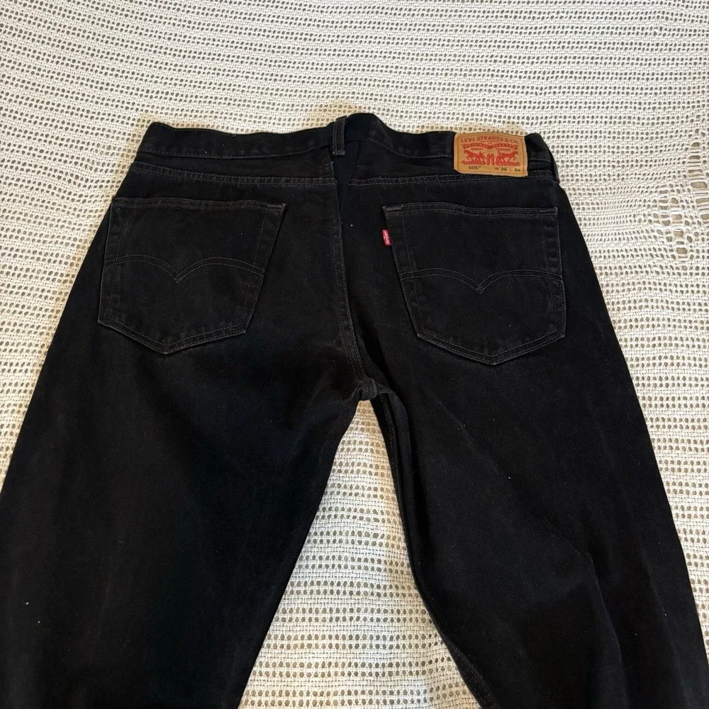 Levi's 505 Jeans Men's 36x34 Black Denim Relaxed Fit Straight Leg Y2K Vintage